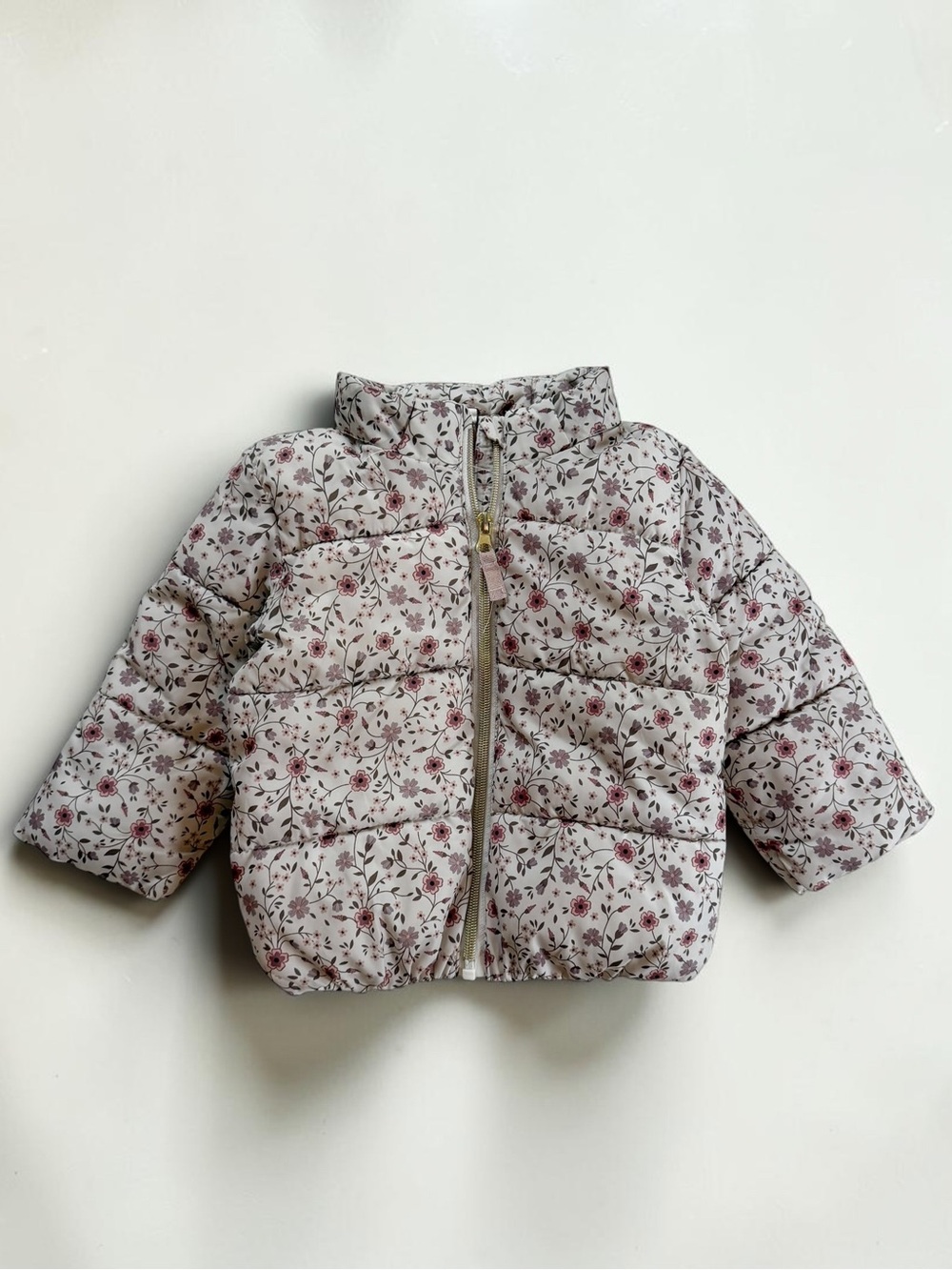 H&M VGUC Girls Blush Pink Floral Winter Puffer Jacket